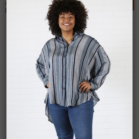 Angie striped  Batman sleeve button up - Picture 1 of 3